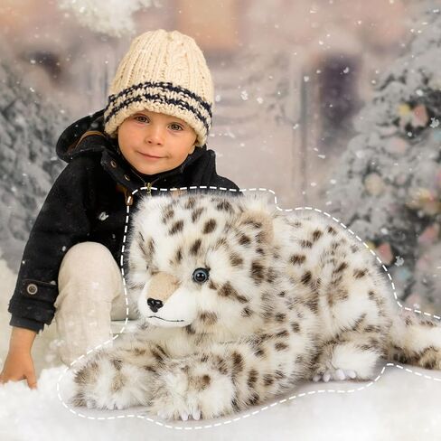 MaoGoLan Soft Stuffed Snow Leopard Plush 35'' Giant Cheetah Stuffed Animal, Fluffy Plush Toy for Girls Kids Realistic Stuffy, Christmas Easter Valentine's Day Birthday Gift Jungle Decorations in Kuwait
