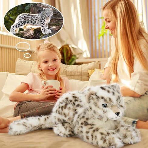 MaoGoLan Soft Stuffed Snow Leopard Plush 35'' Giant Cheetah Stuffed Animal, Fluffy Plush Toy for Girls Kids Realistic Stuffy, Christmas Easter Valentine's Day Birthday Gift Jungle Decorations in Kuwait