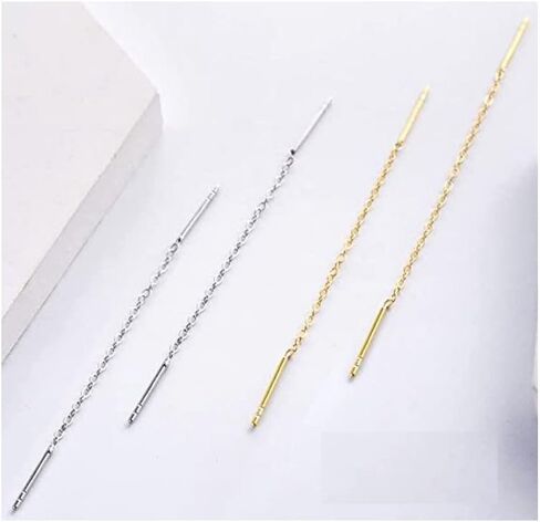 2pcs Adabele Real Gold Plated Sterling Silver Cute Dainty Threader Earring Findings Pull Through Threaded Long Chain Drop Tassel 5 inch Minimalist Jewelry Findings SS339-5 in Saudi Arabia