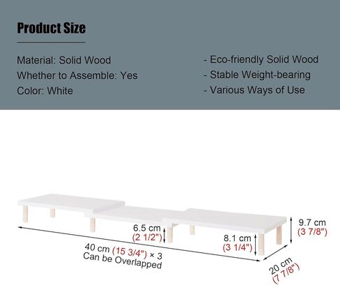 Wood Desk Dual Monitor Stand, Adjustable Length and Angle Office Desktop Organizer Riser, Extra Long Multifunctional Computer Screen Shelf (Size : H 9.7cm (3 7/8")) in Saudi Arabia