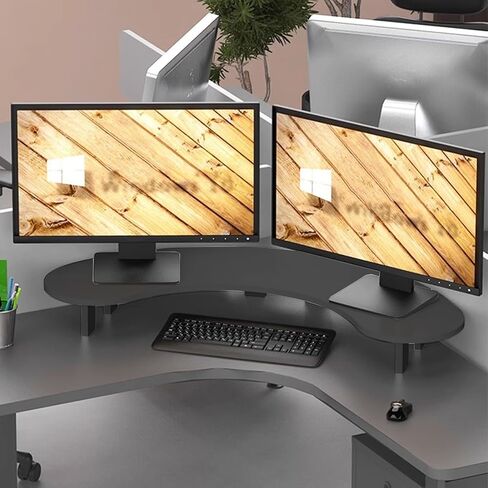 Corner Monitor Stand Large Desk Riser for 2 Monitors, Arc Laptop Stand Platform, Sturdy Wood Computer Monitor Rack, Space Save Corner Shelf, Easy Assembly (Color : Black, Size : in Saudi Arabia