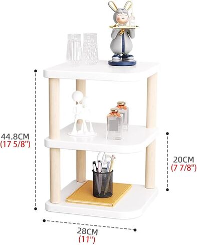 Ergonomic Corner Monitor Stand with Double Shelf, Space Saving Desktop Organizer Stand, Universal Triangle Screen Riser for Display/Printer(White) in Saudi Arabia