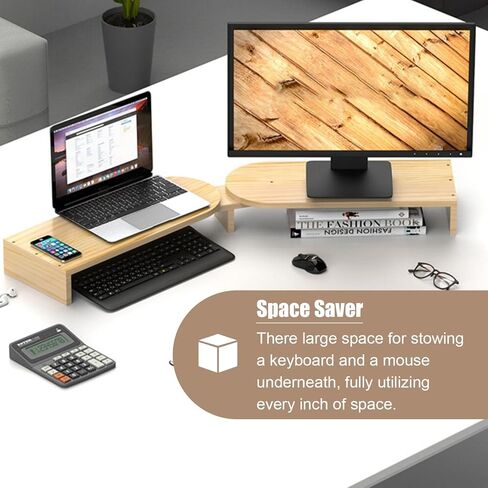 Angle Adjustable Corner Monitor Stand, Solid Wood Ergonomic Computer Screen Riser, Multi-Purpose Desktop Storage Shelf for Notebook/Printer (Color : White) in Saudi Arabia