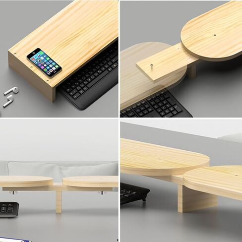 Angle Adjustable Corner Monitor Stand, Solid Wood Ergonomic Computer Screen Riser, Multi-Purpose Desktop Storage Shelf for Notebook/Printer (Color : White) in Saudi Arabia