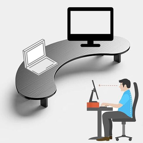 Corner Monitor Stand Dual Monitor Stand Riser for 2 Monitors, Solid Wood Large Computer Stand, Arc Round Corner Desk Shelf, Ergonomic Laptop Storage Rack for Corner (Color : Natur in Saudi Arabia