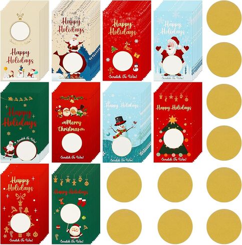 Tenceur 200 Pcs Christmas Scratch off Cards Christmas Party Scratch Game Tickets with Patterns of Snowman Elk Santa Claus for Small Business Holiday Vouchers Xmas Party Supplies Festive Holiday Events in Saudi Arabia