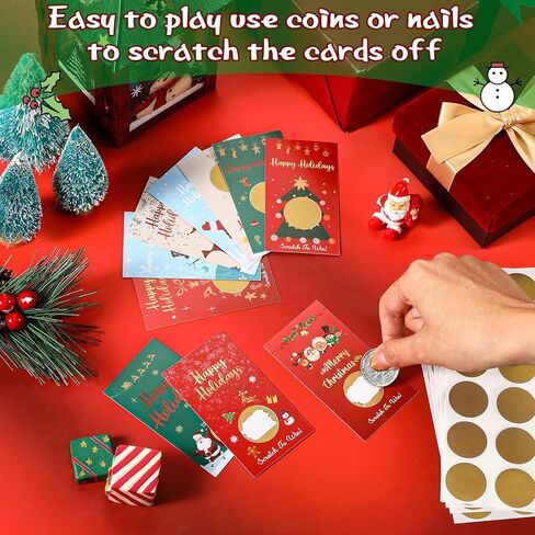 Tenceur 200 Pcs Christmas Scratch off Cards Christmas Party Scratch Game Tickets with Patterns of Snowman Elk Santa Claus for Small Business Holiday Vouchers Xmas Party Supplies Festive Holiday Events in Saudi Arabia