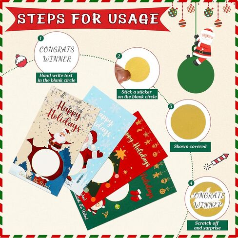 Tenceur 200 Pcs Christmas Scratch off Cards Christmas Party Scratch Game Tickets with Patterns of Snowman Elk Santa Claus for Small Business Holiday Vouchers Xmas Party Supplies Festive Holiday Events in Saudi Arabia