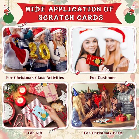 Tenceur 200 Pcs Christmas Scratch off Cards Christmas Party Scratch Game Tickets with Patterns of Snowman Elk Santa Claus for Small Business Holiday Vouchers Xmas Party Supplies Festive Holiday Events in Saudi Arabia