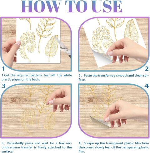 GLOBLELAND 4 Sheets Gold Leaves Rub on Transfers for Furniture 6x12inch Fern Leaves Rub on Transfer UV Self-Adhesive Stickers Wall Art Craft for Bedroom Living Room Desk Table Decoration in Saudi Arabia