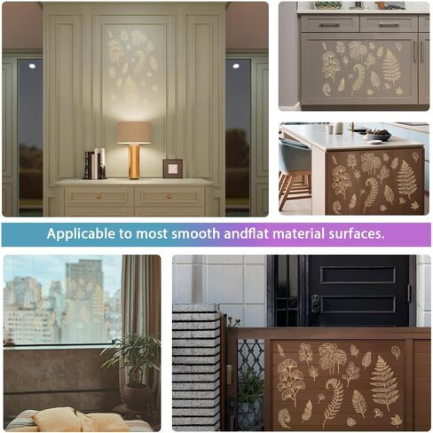 GLOBLELAND 4 Sheets Gold Leaves Rub on Transfers for Furniture 6x12inch Fern Leaves Rub on Transfer UV Self-Adhesive Stickers Wall Art Craft for Bedroom Living Room Desk Table Decoration in Saudi Arabia