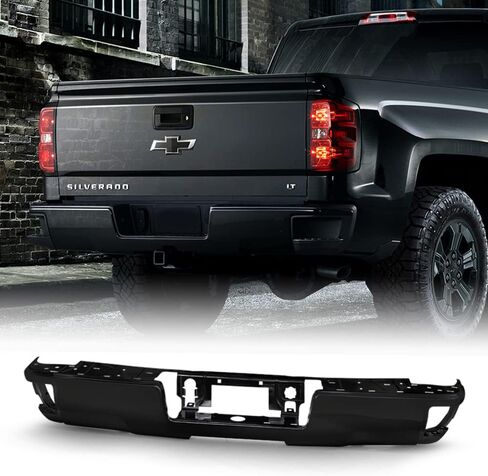 ACANII - For 2014-2018 Chevy Silverado/GMC Sierra 1500 Black Rear Step Bumper Face Bar W/O Sensor Holes w/Corner Holes in Saudi Arabia