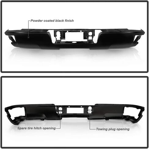 ACANII - For 2014-2018 Chevy Silverado/GMC Sierra 1500 Black Rear Step Bumper Face Bar W/O Sensor Holes w/Corner Holes in Saudi Arabia