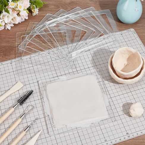 BENECREAT 8Pcs Clay Rolling Frame Set, 8 Thickness Fondant Roller Depth Guide, Acrylic Rolling Pin Gauge Tools for Ceramics, Clay and DIY Handicrafts in Saudi Arabia
