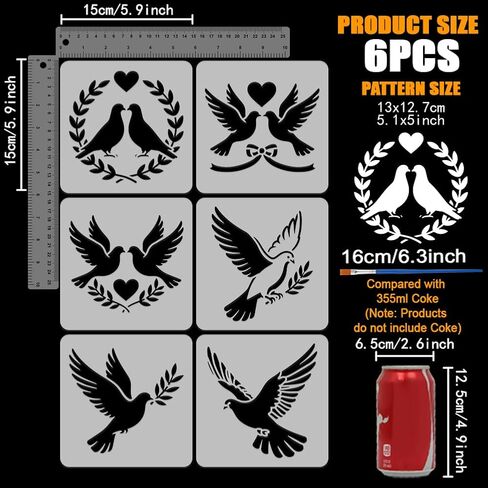 FINGERINSPIRE 6PCS Horse Stencils 5.9x5.9 Inch Magical Pony Drawing Templates Horse Painting Stencil Reusable PET Stencil with a Brush for Painting on Wood Wall Canvas Fabric Art Projects in Saudi Arabia