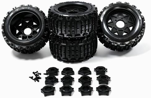 RC سيارة التحكم عن بعد MAXX ARRMA Truck Outcast 1/10 4WD Monster Tyre إطارات مطاطية لقارنة التقلب القصوى المتوافقة مع 12 مم × 14 مم × 17 مم الأبعاد: 6.0 × 3.1 × 3.8 بوصة برتقالي (مجموعة من 4) in Kuwait