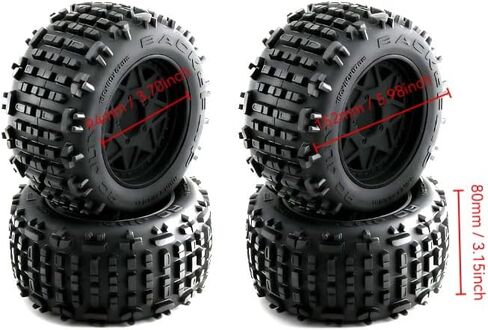 RC سيارة التحكم عن بعد MAXX ARRMA Truck Outcast 1/10 4WD Monster Tyre إطارات مطاطية لقارنة التقلب القصوى المتوافقة مع 12 مم × 14 مم × 17 مم الأبعاد: 6.0 × 3.1 × 3.8 بوصة برتقالي (مجموعة من 4) in Kuwait