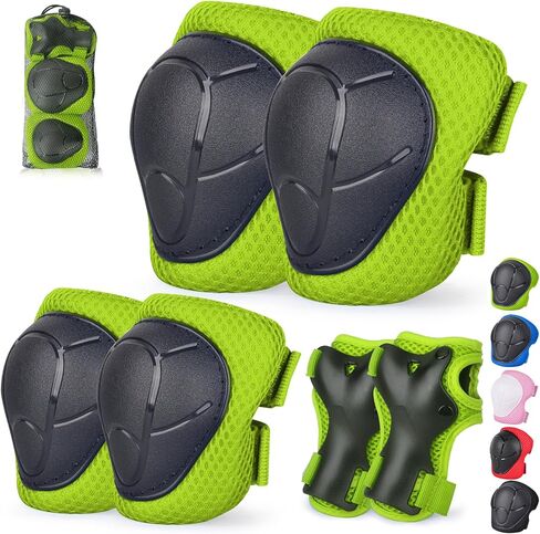 Kids/Youth Knee Pads and Elbow Pads Set with Wrist Guard 3 in 1 Kids Protective Gear Set for Kids 3-14 Years for Skateboard Roller Skating Skiing Rollerblading Cycling BMX Biking Running Scooter in Kuwait