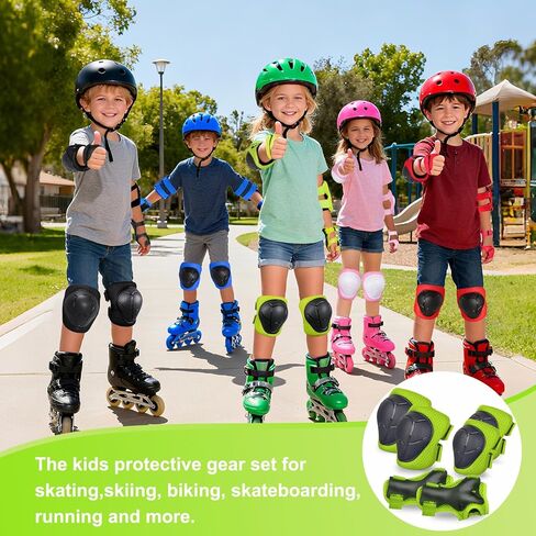 Kids/Youth Knee Pads and Elbow Pads Set with Wrist Guard 3 in 1 Kids Protective Gear Set for Kids 3-14 Years for Skateboard Roller Skating Skiing Rollerblading Cycling BMX Biking Running Scooter in Kuwait