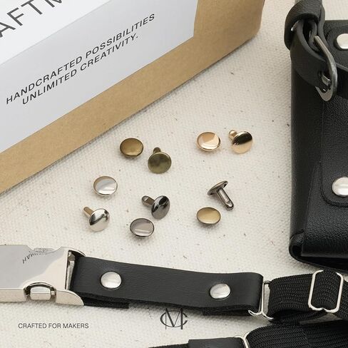 Craftmemore 8mm Cap x 10mm Post Leather برشام غطاء مزدوج المسامير أنبوبي معدني سريع برشام ترصيع الجلود الحرفية 50 مجموعة (10 مم Post، النحاس العتيق) in Saudi Arabia