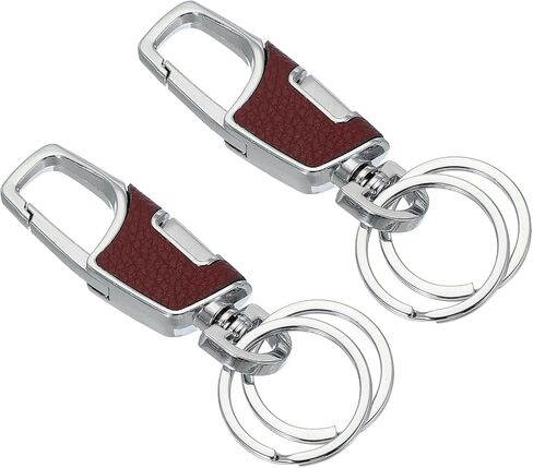 MECCANIXITY Car Key Chain, Detachable Leather Keychain Stainless Steel Buckle Keys Holder with Rings for Men and Women in Saudi Arabia