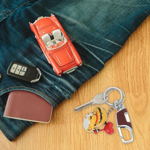 MECCANIXITY Car Key Chain, Detachable Leather Keychain Stainless Steel Buckle Keys Holder with Rings for Men and Women in Saudi Arabia