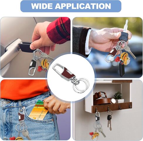 MECCANIXITY Car Key Chain, Detachable Leather Keychain Stainless Steel Buckle Keys Holder with Rings for Men and Women in Saudi Arabia