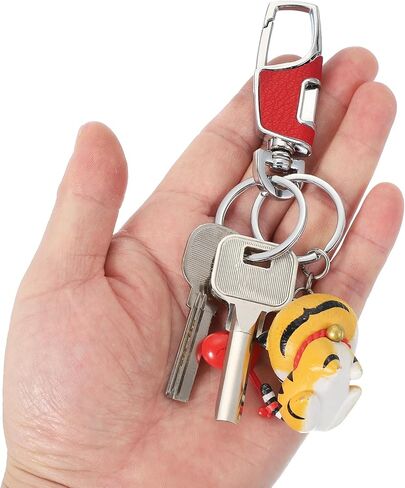 MECCANIXITY Car Key Chain, Detachable Leather Keychain Stainless Steel Buckle Keys Holder with Rings for Men and Women in Saudi Arabia