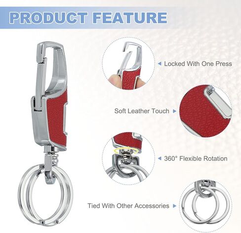 MECCANIXITY Car Key Chain, Detachable Leather Keychain Stainless Steel Buckle Keys Holder with Rings for Men and Women in Saudi Arabia