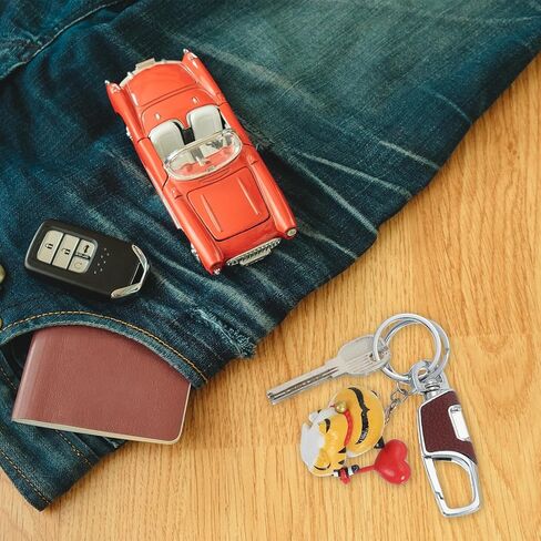 MECCANIXITY Car Key Chain, Detachable Leather Keychain Stainless Steel Buckle Keys Holder with Rings for Men and Women in Saudi Arabia