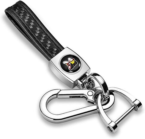 iPick Image Compatible with Dodge Scat-Pack in Black Real Carbon Fiber Loop-Strap Chrome Hook Key Chain in Saudi Arabia