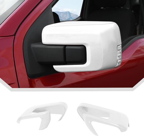 JeCar White Side Mirror Cover Trim Fit for Ford F150 2021+ Exterior View Mirror Cover Cap (2pcs) in Saudi Arabia