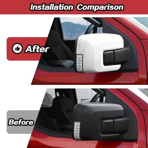 JeCar White Side Mirror Cover Trim Fit for Ford F150 2021+ Exterior View Mirror Cover Cap (2pcs) in Saudi Arabia