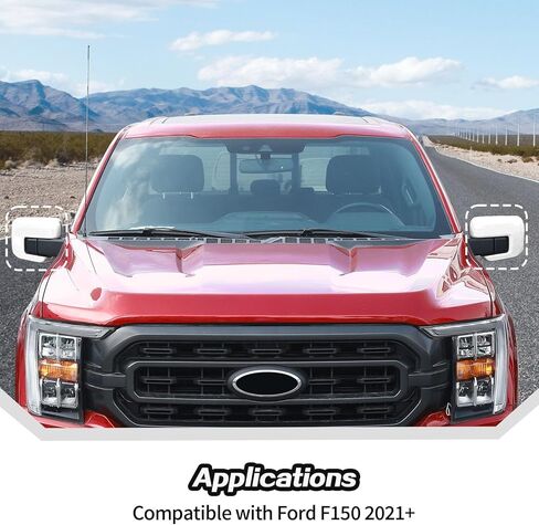 JeCar White Side Mirror Cover Trim Fit for Ford F150 2021+ Exterior View Mirror Cover Cap (2pcs) in Saudi Arabia