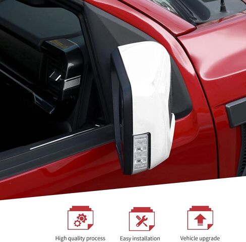 JeCar White Side Mirror Cover Trim Fit for Ford F150 2021+ Exterior View Mirror Cover Cap (2pcs) in Saudi Arabia