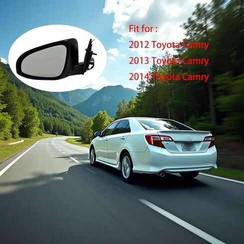 مرآة جانبية للراكب الأيمن تناسب 2012 2013 2014 تويوتا كامري مع زجاج كهربائي قابل للطي يدويًا غير ساخن باللون الأسود استبدال TO1321275 in Kuwait