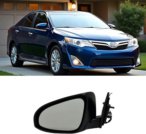 مرآة جانبية للراكب الأيمن تناسب 2012 2013 2014 تويوتا كامري مع زجاج كهربائي قابل للطي يدويًا غير ساخن باللون الأسود استبدال TO1321275 in Kuwait