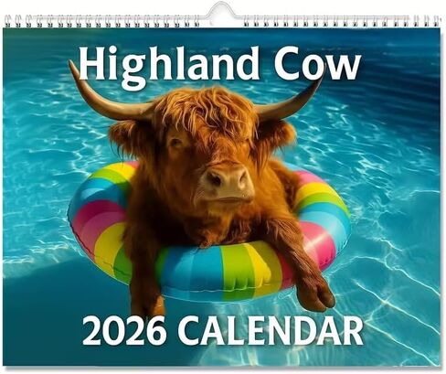 2026 Highland Cow Wall Calendar, Highland Cattle Calendar, 12 Month Wall Calendars in Saudi Arabia