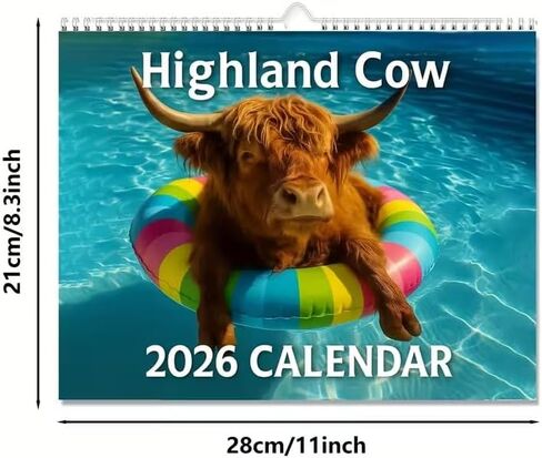 2026 Highland Cow Wall Calendar, Highland Cattle Calendar, 12 Month Wall Calendars in Saudi Arabia