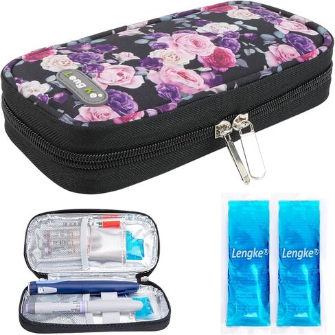 YOUSHARES Insulin Cooler Travel Case with Temperature Display - Refrigerated Medicine Cooler Travel Case Diabetic Travel Case with 2 TSA Approved Ice Pack for Trip and Daily (Green) in Saudi Arabia