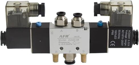 4V220-08 صمام الملف اللولبي هوائي 5 طريقة 2 موضع 1/4 "سبائك الألومنيوم الداخلية E DC12V، DC24V أو AC110V AC220V (DC12V) in Kuwait
