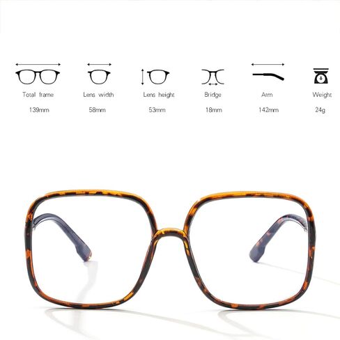 BIGGY Oversized Square Blue Light Blocking Glasses - Ultralight Anti Eyestrain | Reduce Eye Strain Nerd Glasses, Reading book/TV/Computer/Gaming Framse for Women Men, Anti UV (rectangle black) in Saudi Arabia