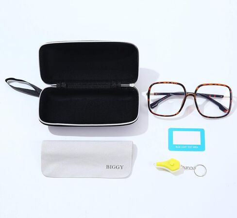 BIGGY Oversized Square Blue Light Blocking Glasses - Ultralight Anti Eyestrain | Reduce Eye Strain Nerd Glasses, Reading book/TV/Computer/Gaming Framse for Women Men, Anti UV (rectangle black) in Saudi Arabia