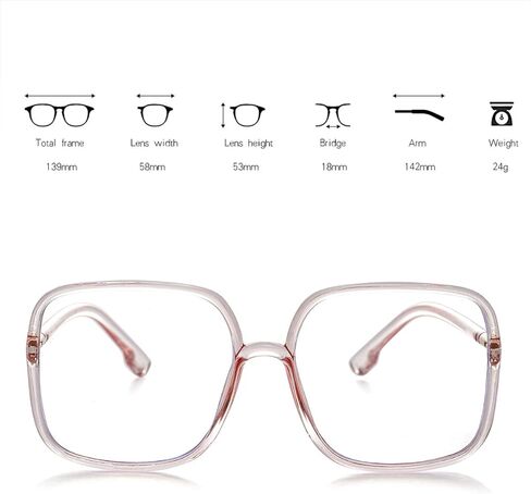 BIGGY Oversized Square Blue Light Blocking Glasses - Ultralight Anti Eyestrain | Reduce Eye Strain Nerd Glasses, Reading book/TV/Computer/Gaming Framse for Women Men, Anti UV (rectangle black) in Saudi Arabia