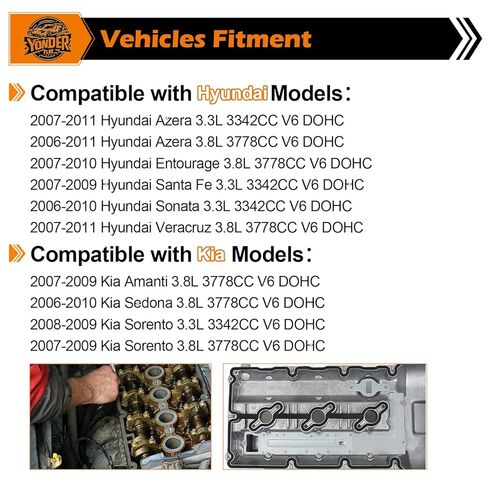 2PCS Valve Cover Gasket VS50750R Compatible with 2006-2011 Hyundai Azera, Entourage, Santa, Sonata, Veracruz & 2006-2009 Kia Amanti, Sedona, Sorento 3.3L 3.8L in Saudi Arabia