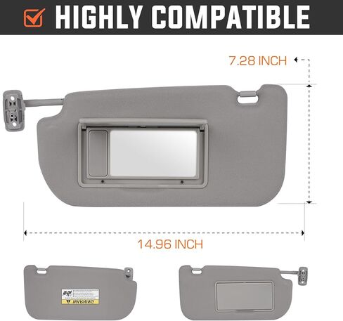 YOUXMOTO Sun Visor 1 Pair for KIA Sportage 2005 2006 2007 2008 2009 2010, Left Driver and Right Passenger Side, Grey Replaces# 85202-1F090LX 85201-1F090LX, with Mirror in Saudi Arabia