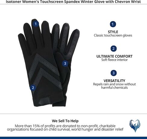 isotoner Women's SmartDri Spandex 3-Button Length Chevron Glove - A30730 (Black Heather, L/XL) in Saudi Arabia