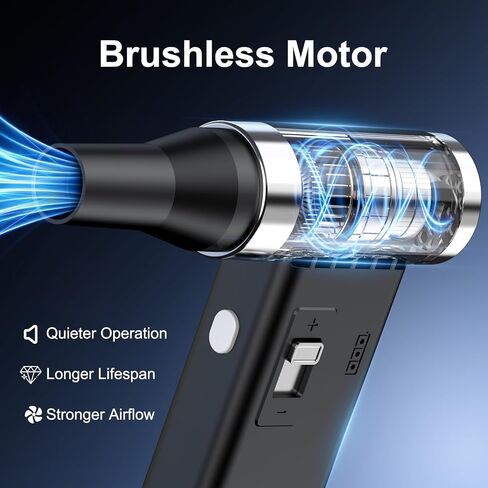 Mini Ultra-Slim Electric Compressed Air Duster, 150,000RPM Brushless Motor, Powerful Airflow for Keyboard/PC/Car, USB-C Rechargeable in Saudi Arabia