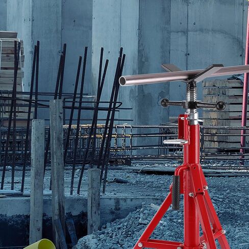 حامل أنبوب رأس على شكل حرف V للحام، ارتفاع قابل للتعديل 28-52 بوصة، سعة الأنابيب 1/8 بوصة إلى 12 بوصة، هيكل من الصلب الكربوني شديد التحمل 2500 رطل أكثر متانة، أنبوب محمول قابل للطي، حامل لحام فولاذي in Kuwait