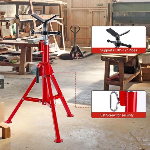 حامل أنبوب رأس على شكل حرف V للحام، ارتفاع قابل للتعديل 28-52 بوصة، سعة الأنابيب 1/8 بوصة إلى 12 بوصة، هيكل من الصلب الكربوني شديد التحمل 2500 رطل أكثر متانة، أنبوب محمول قابل للطي، حامل لحام فولاذي in Kuwait